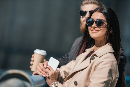 happy couple spending time together outdoorsの写真素材