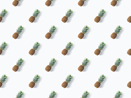 background from ripe fresh pineapples with shadows on white  