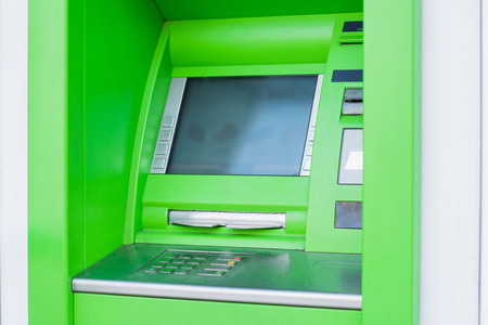 close-up shot of atm cash machineの写真素材