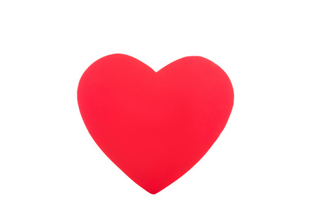 one red heart isolated on white, valentines day conceptの写真素材