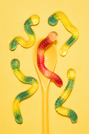 top view of gummy candies