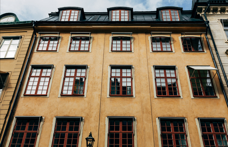 low angle view of architecture of Stockholm, Swedenの写真素材