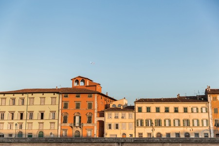 landmark with ancient buildings in historical city, Pisa, Italyの写真素材