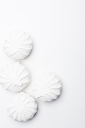 top view of sweet zefir on white surfaceの写真素材