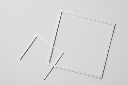 top view of square frames on white surface