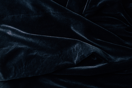 top view of black velvet textile as backgroundの写真素材