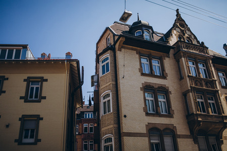 low angle view of buildings in stuttgart city, germany
