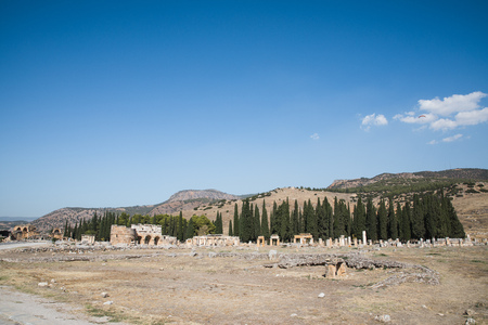 spectacular view of ancient ruins in famous pamukkale, turkeyの写真素材