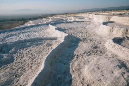 spectacular view of famous white rocks in pamukkale, turkeyの写真素材