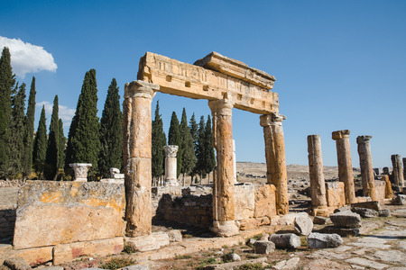 majestic columns and ancient ruins in pamukkale, turkey