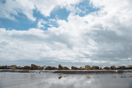 beautiful rocky coast of mediterranean sea, Anzio, Italyの写真素材