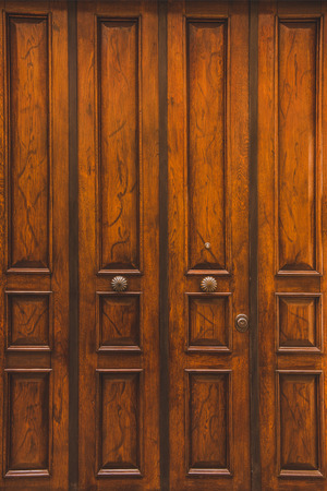 old wooden doors in building in Rome, Italy