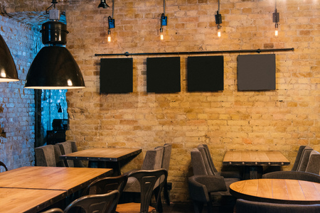 stylish atmospheric interior of empty pub