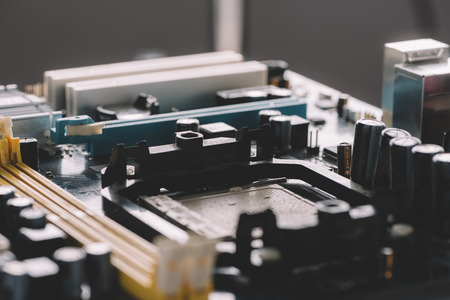 Typical desktop computer system board close-up viewの写真素材