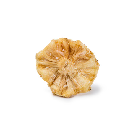 tasty dried pineapple isolated on white backgroundの写真素材