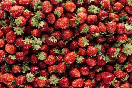 full frame shot of ripe strawberries for backgroundの写真素材