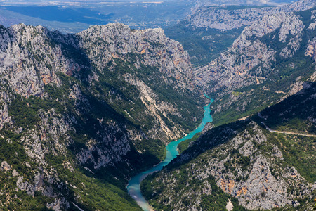 aerial view of beautiful canyon of Verdon River, Provence, Franceの写真素材
