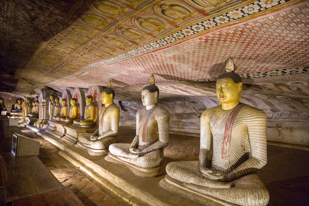 DAMBULLA, SRI LANKA - JAN 17, 2017: close up view of ancient traditional religious monuments in Asiaのeditorial素材