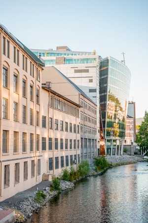 beautiful contemporary architecture and embankment in oslo, norwayの写真素材