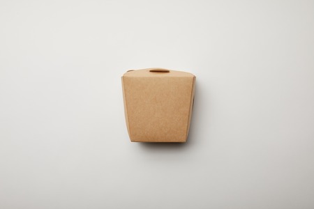 flay lay with noodle box on white surface, minimalistic conceptの写真素材