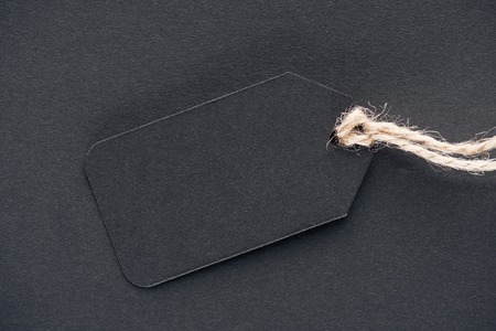 close up of black empty sale tag for black friday