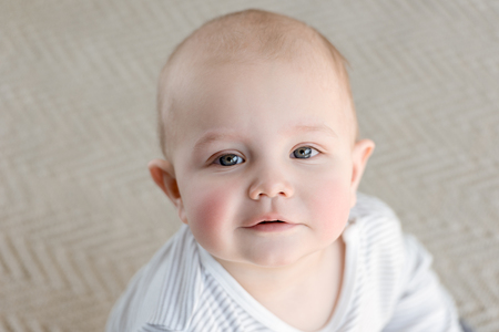 portrait of adorable little baby boyの写真素材