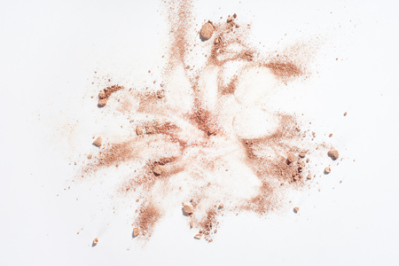 Smudges of powder foundation on white backgroundの写真素材