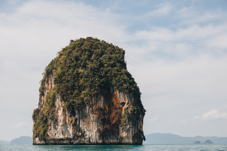 Majestic landscape with cliff in calm ocean at Krabi, Thailandの写真素材