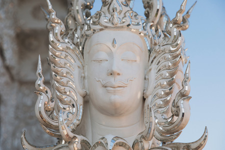 Close-up view of statue on Wat Rong Khun White Temple, Chiang Rai, Thailand