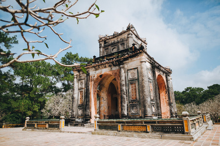 Traditional ancient building in Hue, Vietnamの写真素材