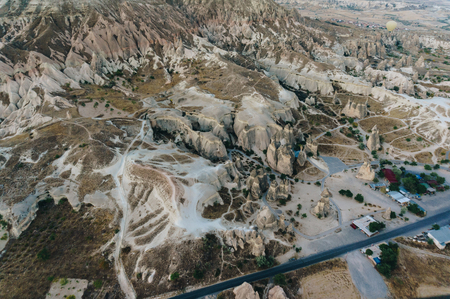 Aerial view of fairy chimneys, Cappadocia, Turkeyの写真素材