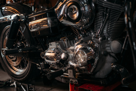 close-up shot of vintage motorcycle engineの写真素材