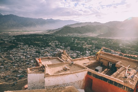 old medieval town cityscape in Indian Himalayasの写真素材