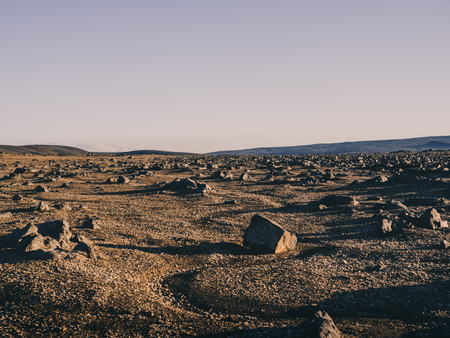 northern landscape with rocks and sand in Icelandの写真素材