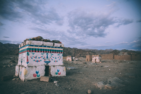 ancient historical buildings in Leh, Indian Himalayasの写真素材