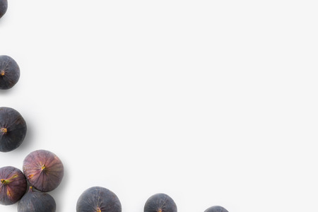 ripe fresh figs isolated on whiteの写真素材