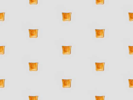 collage of grilled crispy toasts on grey background, seamless background patternの写真素材