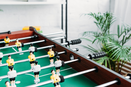 selective focus of football table in living roomの写真素材
