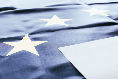 white empty blank with european flag on backgroundの写真素材