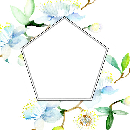 Bouquet floral botanical flower. Wild spring leaf wildflower isolated. Watercolor background illustration set. Watercolour drawing fashion aquarelle isolated. Frame border ornament square.の写真素材