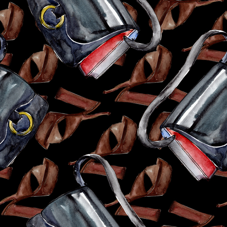 Fashionable sketch fashion glamour illustration in a watercolor style element. Clothes accessories set trendy vogue outfit. Watercolour set seamless background pattern. Fabric wallpaper print texture.の写真素材