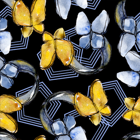 Fashionable sketch fashion glamour illustration in a watercolor style element. Clothes accessories set trendy vogue outfit. Watercolour set seamless background pattern. Fabric wallpaper print texture.の写真素材