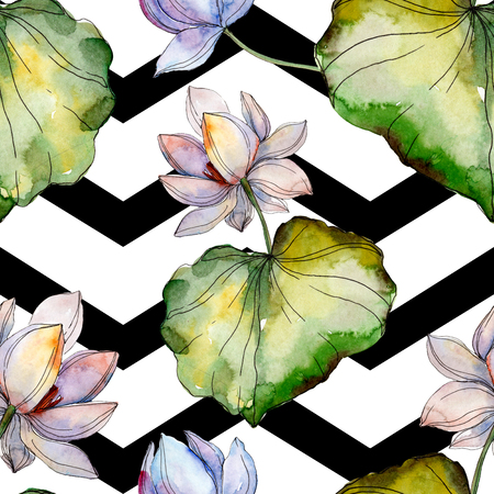 Blue purple floral botanical flower. Wild spring leaf. Watercolor illustration set. Watercolour drawing fashion aquarelle isolated. Seamless background pattern. Fabric wallpaper print texture.の写真素材