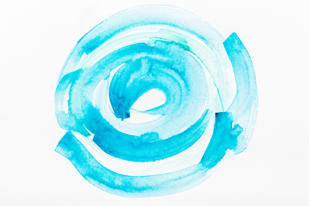 top view of blue brushstrokes on white backgroundの写真素材