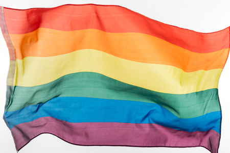 multicolored lgbt rainbow flag isolated on whiteの写真素材