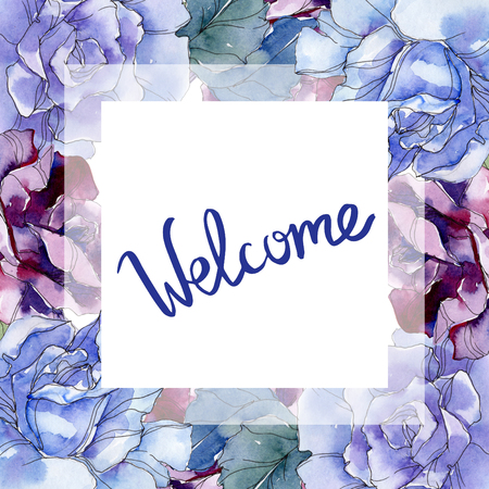 rose floral botanical flower. Wild spring leaf wildflower isolated. Watercolor background illustration set. Watercolour drawing fashion aquarelle. Frame border ornament square.の写真素材