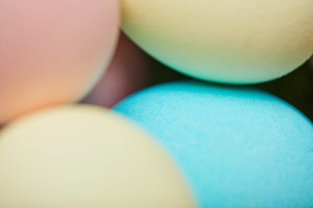 close up of painted easter chicken eggsの写真素材