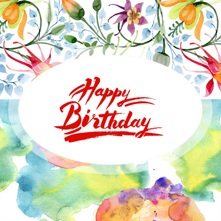 Ornament floral botanical flower. Wild spring leaf wildflower isolated. Watercolor background illustration set. Watercolour drawing fashion aquarelle isolated. Frame border ornament square.の写真素材