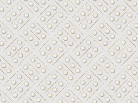 ear sticks and cosmetic cream in containers on grey background, seamless background pattern