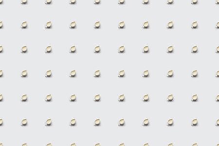 collage of milk in jars on grey background, seamless patternの写真素材